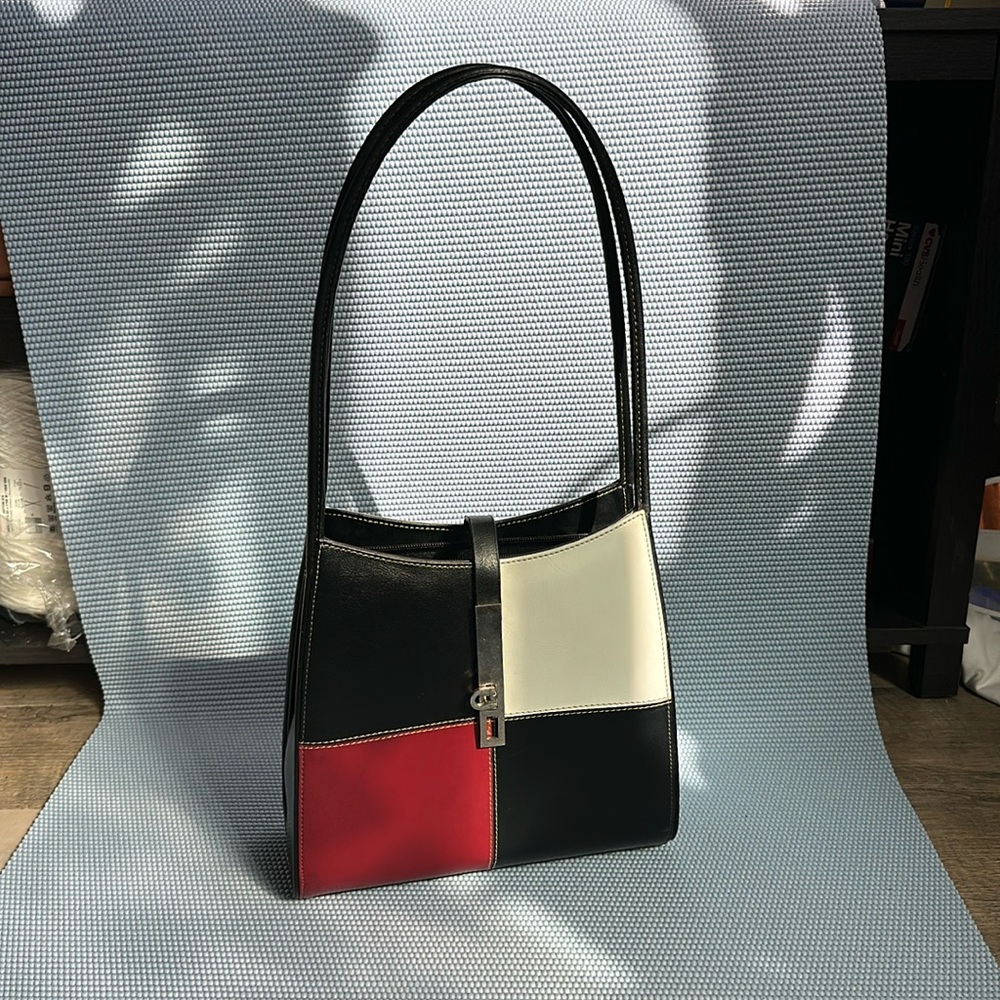 Checkered leather purse